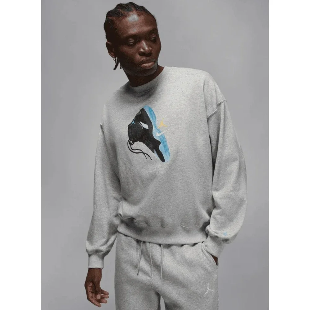 AIR JORDAN BROOKLYN AJ11 FLEECE CREWNECK GREY/GAMMA BLUE 2XL  IM6301-050 XXL